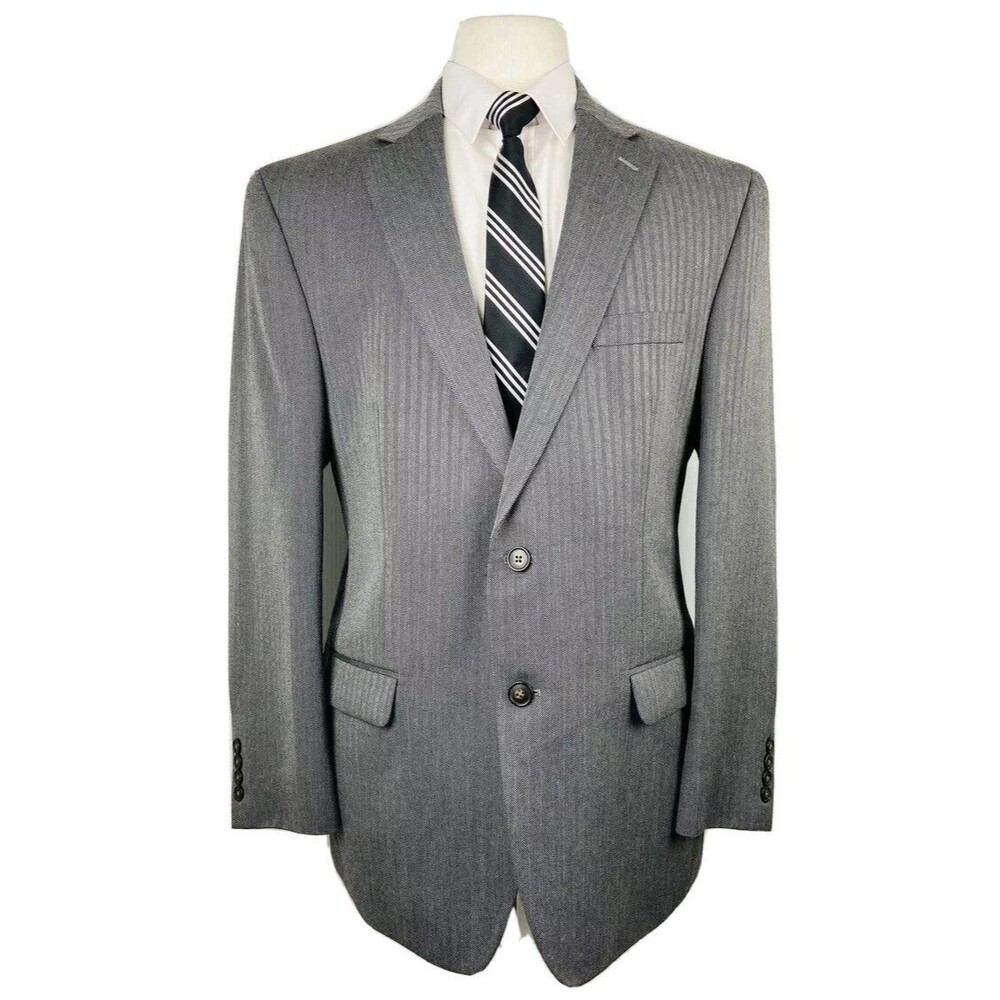 CHAPS RALPH LAUREN MENS 42R GRAY HERRINGBONE SOFT BLAZER SPORT COAT SUIT JACKET